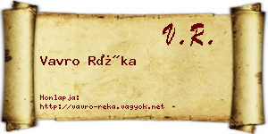 Vavro Réka névjegykártya